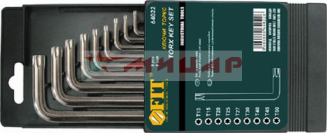 Ключ TORX-звездочка к-т 9шт (Т*10-Т*50) Fit /64022/ ПРОФИ Ключ TORX-звездочка к-т 9шт (Т*10-Т*50) Fit /64022/ ПРОФИ