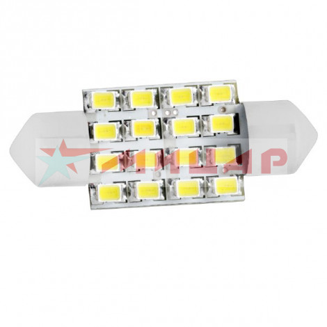 Автолампа светодиодная 12В T11 /C5W/ 8,5 36мм 16SMD Белая SW /салон. номер/ S08201162 Автолампа светодиодная 12В T11 /C5W/ 8,5 36мм 16SMD Белая SW /салон. номер/ S08201162