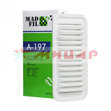 Фильтр воздушный A-197 MADFIL /17801-21030/ Toyota /A197/