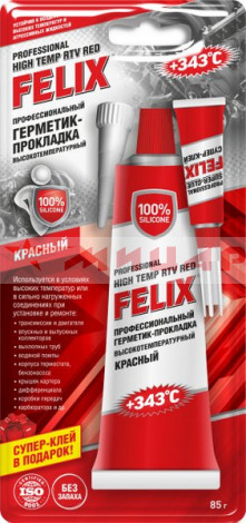 Герметик-прокладка Felix 85 г + клей /красный/ Герметик-прокладка Felix 85 г + клей /красный/