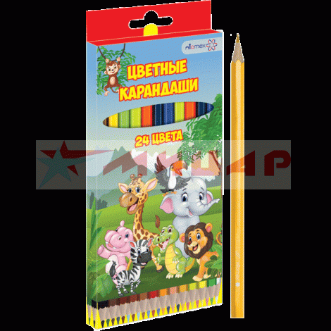 Карандаши 24 цветов /zoo/ шестигранные